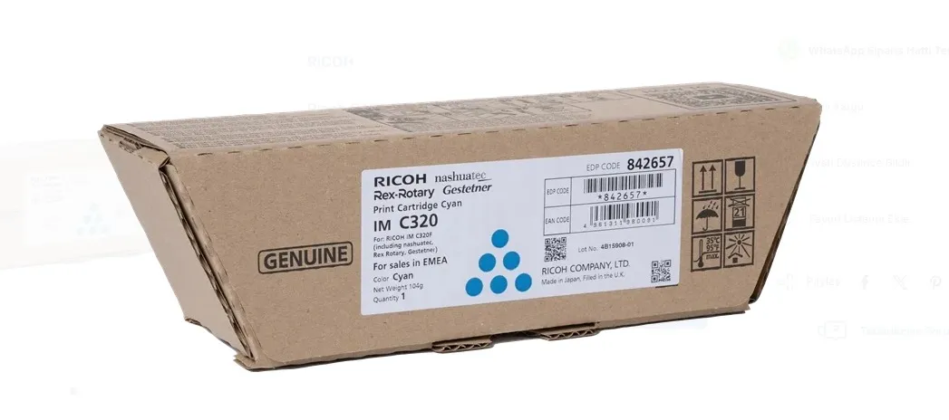 RİCOH IM C320 ORJİNAL TONER CYAN (842657) 1